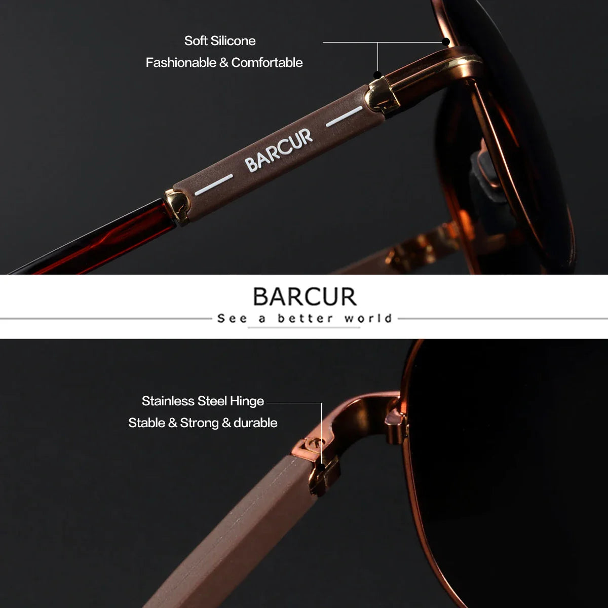 BARCUR Oversize Polarized Sunglasses for Women Trendy Double Beam Design Metal Elliptical Frame with UV400 Protection Fashionable Sun Glasses for Summer Outdoor & Daily Wear Stevvex