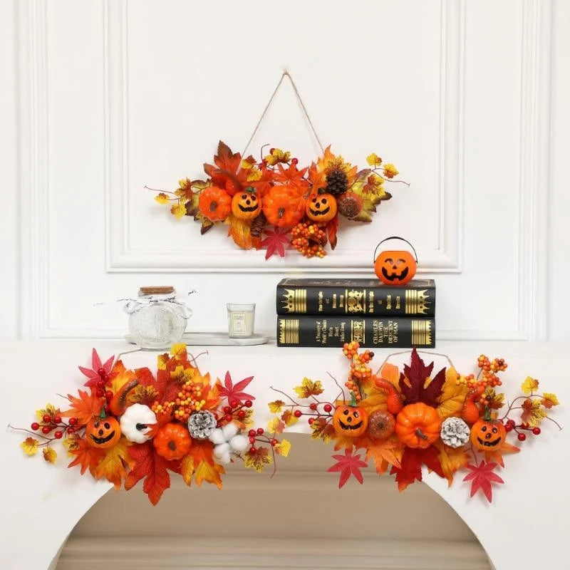 Halloween Decoration Maple Leaf Pumpkin Decorative Pendant Harvest Festival Wall Hanging Props Autumn Fall Decor Lootquake LLC