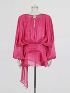 Women's A-Line Mini Dress with Long Sleeves & Empire Waist