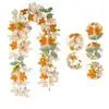 Halloween Thanksgiving Pink Decorations Artificial Fall Maple Leaves Garland Autumn Hanging Pink Pumpkins Flowers Berries Rattan Lootquake LLC
