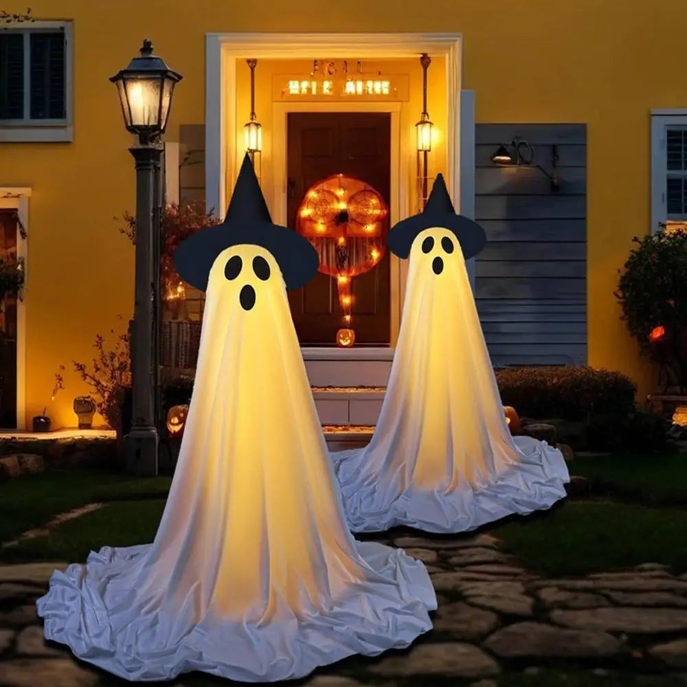 Lighted Spooky Ghost Decor Scary Standing Ghost with LED String Lights Home Porch Garden Yard Lawn Party Halloween Decorations Lootquake LLC