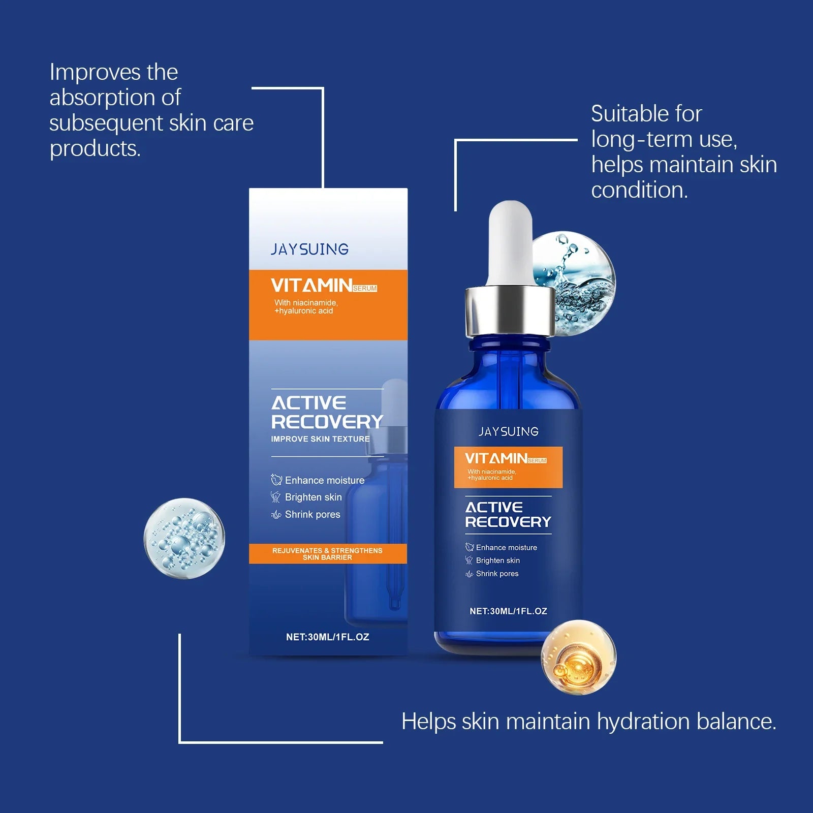Vitamin C Face Serum with Hyaluronic Acid Nicotinamide Brightening Dark Spots Dullness Hydrate Shrink Pores Anti Aging Skincare Lootquake LLC