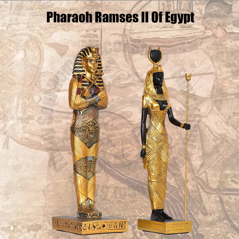 Egyptian Pharaohs＆ Isis God of Life Statue Model Egyptian Pyramid Tourist Souvenir Home Room Office Desk Decoration Accessories