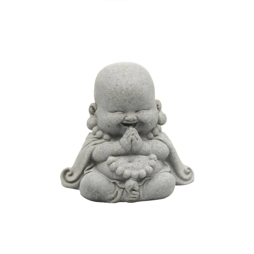 Chinese Style Fat Smiling Buddha Ornament Green Sandstone Cartoon Buddha Sculpture Buddha Statue Hand Carved Lootquake LLC