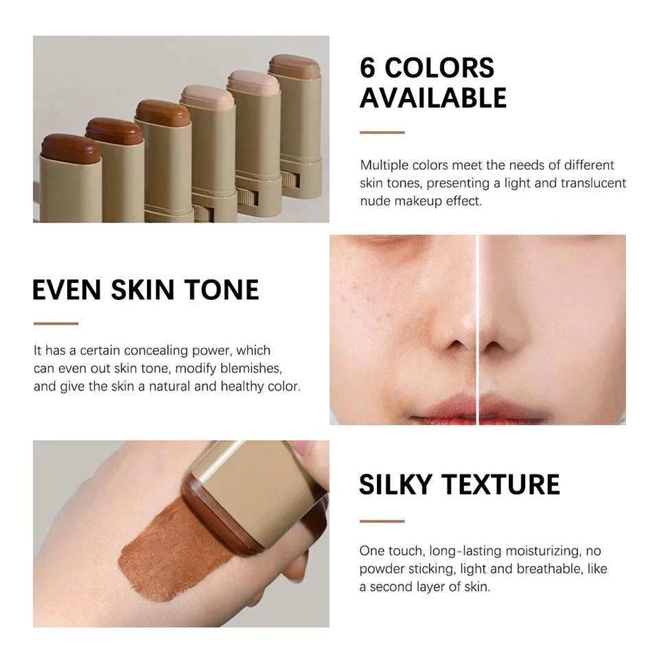 Foundation Stick Balm Skin Bronze Tint Eraser Foundation Stick Smooth Plumper Long-lasting Flawless Makeup Face Beauty Cosmetics Lootquake LLC