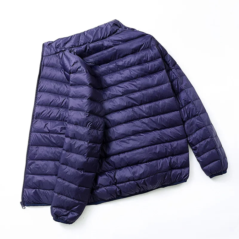 Lightweight Down Cotton Coat Men's Winter Cropped Jacket Stand Collar Hooded Outerwear