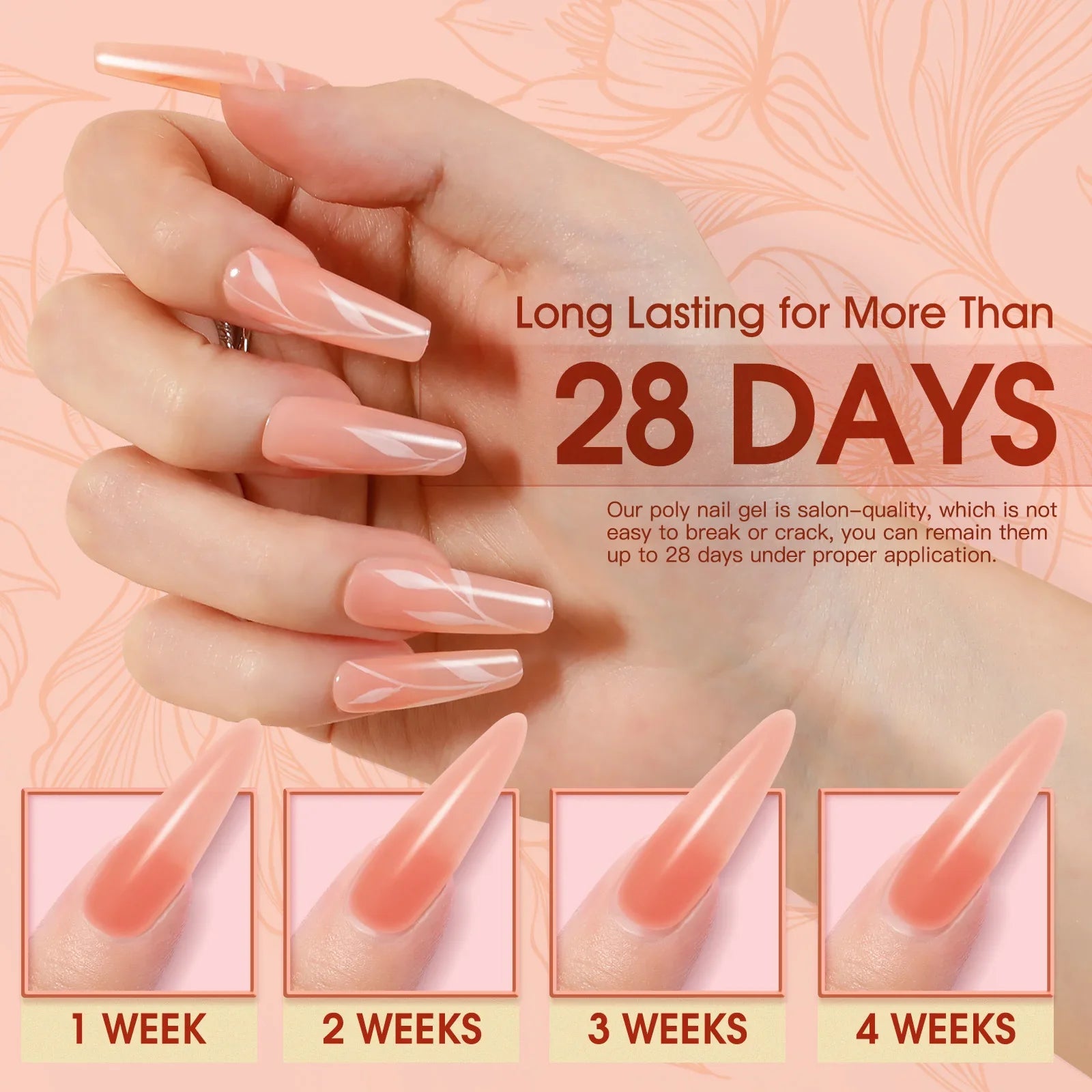 ROSALIND Poly Nail Gel Semi Permanent Acrylic Nail Art Hybrid Varnishes Poly Crystal  Nail Polish Top Base Coat Need UV/LED Lamp