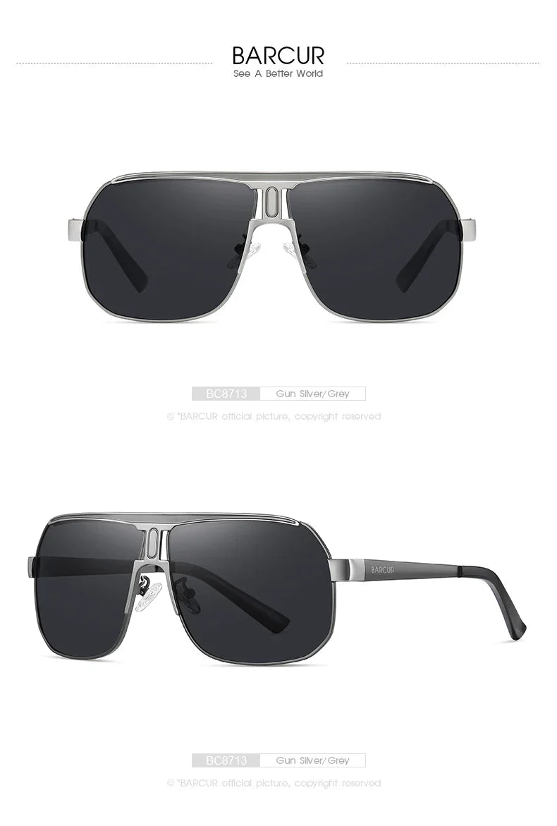 BARCUR Polarized Sunglasses for Men – Trendy UV400 Gradient Lens Oval Comfortable Frame Sports Driving Hiking Fishing Outdoor Fashion Eyewear with Durable Stainless Steel Frame – Casual Apparel Accessory Gift for Him Stevvex