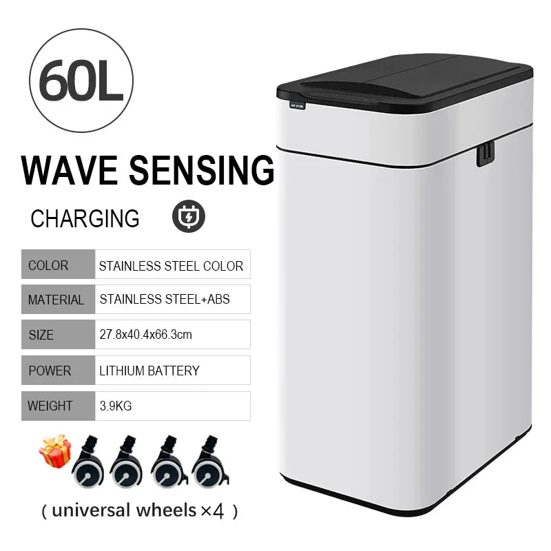Smart Trash Can 20L 30 40 50 60 Liters Wastebasket Large Kitchen Garbage Cube Home Automatic Stainless Steel Garbage Bin Dustbin Lootquake LLC