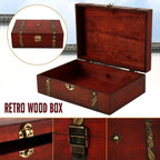 Wood Box 23 x 16 x 7.5cm Natural Wooden Storage Case Home Storage Retro Wooden Keepsake Box for Art Hobbies Gift Jewelry Rings Lootquake LLC