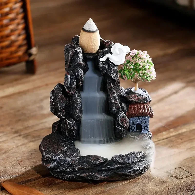 Incense Burner Mountains River Waterfall Fragrance Fireplace Backflow Aroma Smoke Zen Censer Holder Decoration for Home Lootquake LLC