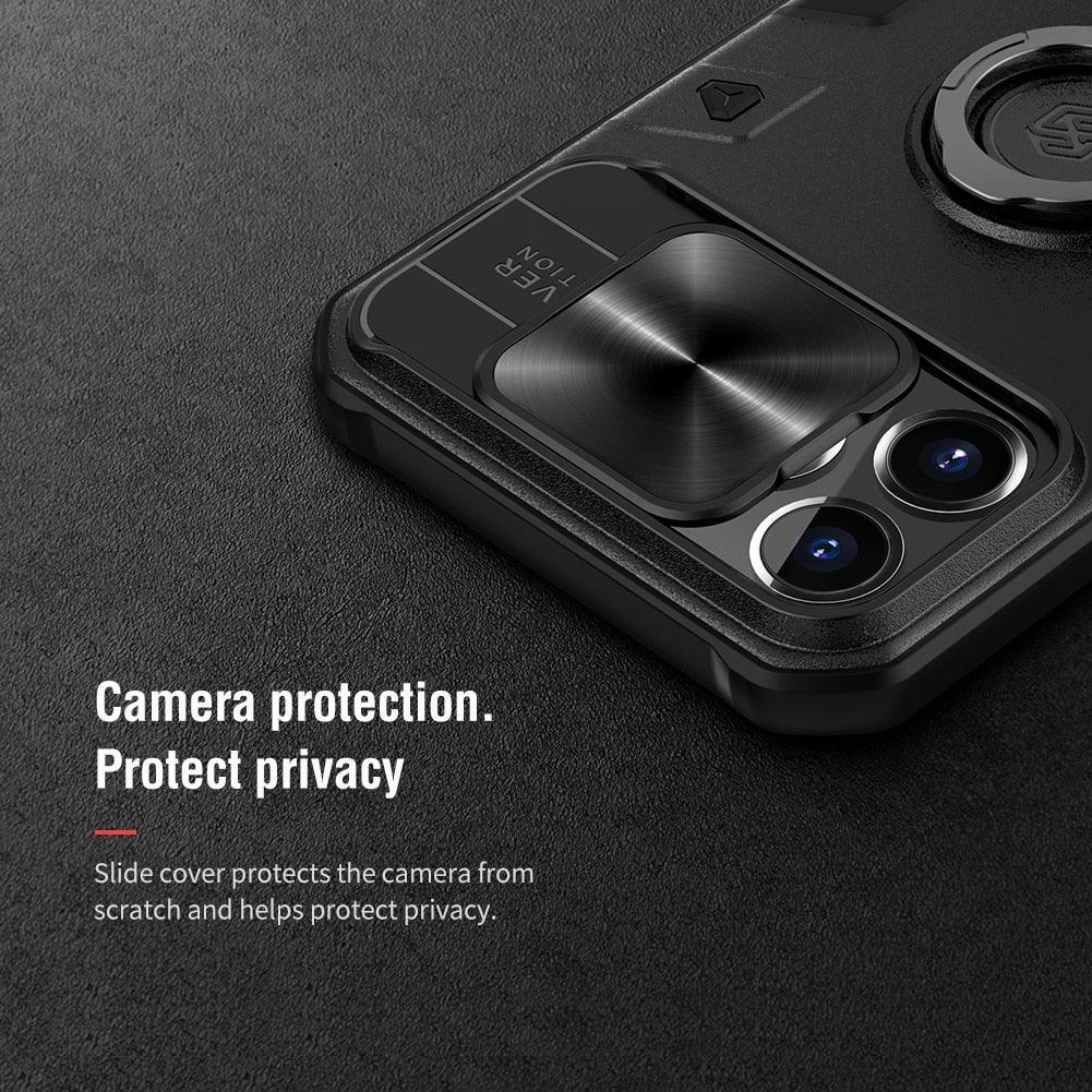 Slide Camera Lens Cover And Kickstand Ring Holder Heavy Duty Case iPhone 13 Pro Max Case iPhone 13 Mini Case With Ring Stand Camera Protection Slide Cover Stevvex