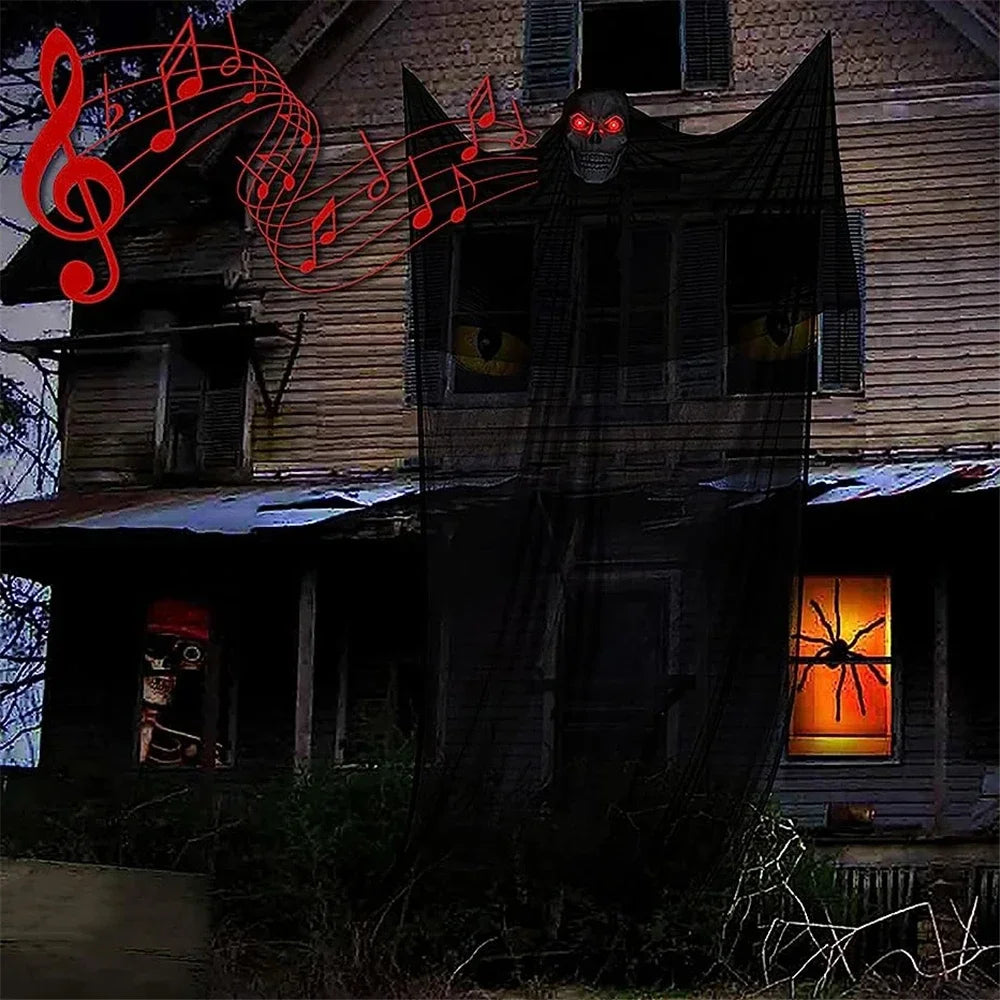Halloween Hanging Skull Ghost Haunted House Decoration With LED Sound Ghost Ornament Indoor Outdoor Bar Halloween Party Decor Lootquake LLC