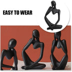 Decorations for Home Living Room Office Mini Thinker Sculpture Ornaments Resin Black Modern Abstract Sculptures Desktop
