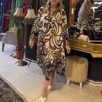 Vintage Fashion Printed V-neck Long Dress Women Spring Long-sleeved Loose Bohemian Dress Autumn Casual A-Line Maxi Dress Vestido