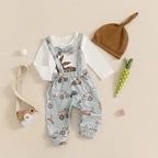 Baby Girl Easter Outfit Floral Print Ruffle Sleeve Romper Headband Tutu Skirt Leg Warmers 4 Pcs Set Bunny Ear Bow Lootquake LLC