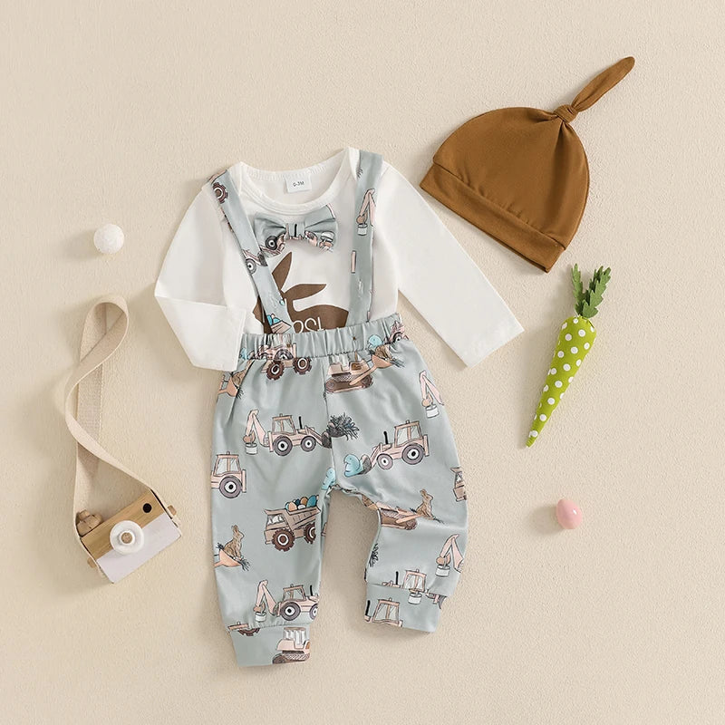 Baby Girl Easter Outfit Floral Print Ruffle Sleeve Romper Headband Tutu Skirt Leg Warmers 4 Pcs Set Bunny Ear Bow Lootquake LLC