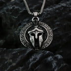 European and American Vintage Spartan Viking Mask Warrior Men's Titanium Steel Necklace Fashion Trend Helmet Handmade Pendant