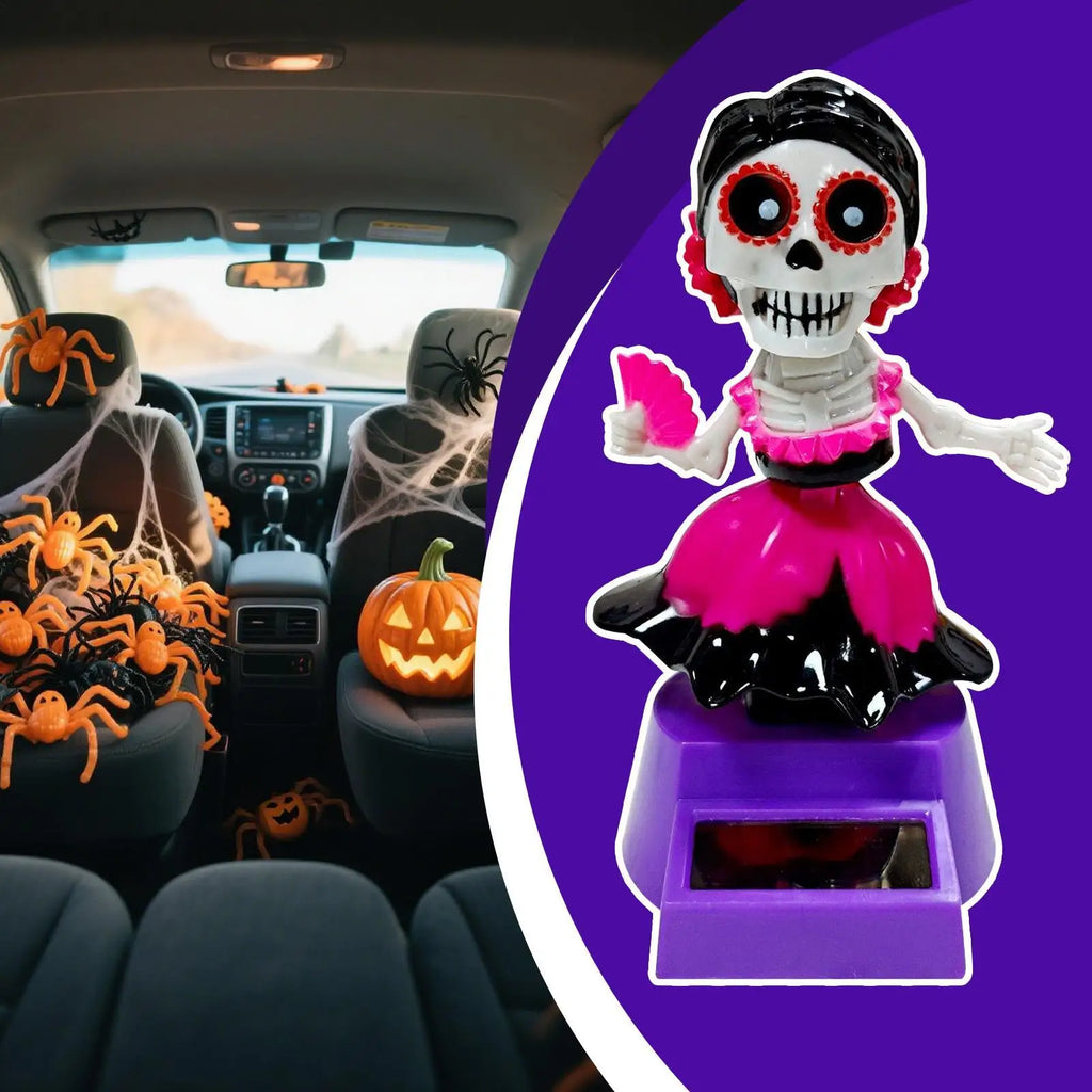 Halloween Car Decorations Car Dashboard Decorations Solar-Powered Shaking Head Ornament For Desktop Interior Home Men Women Lootquake LLC