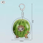 Funny Banana Cat Key Chain Creative Acrylic Happy Cats Schoolbag Pendant Bag Accessories DIY Mobile phone Lanyard Student Gift Lootquake LLC