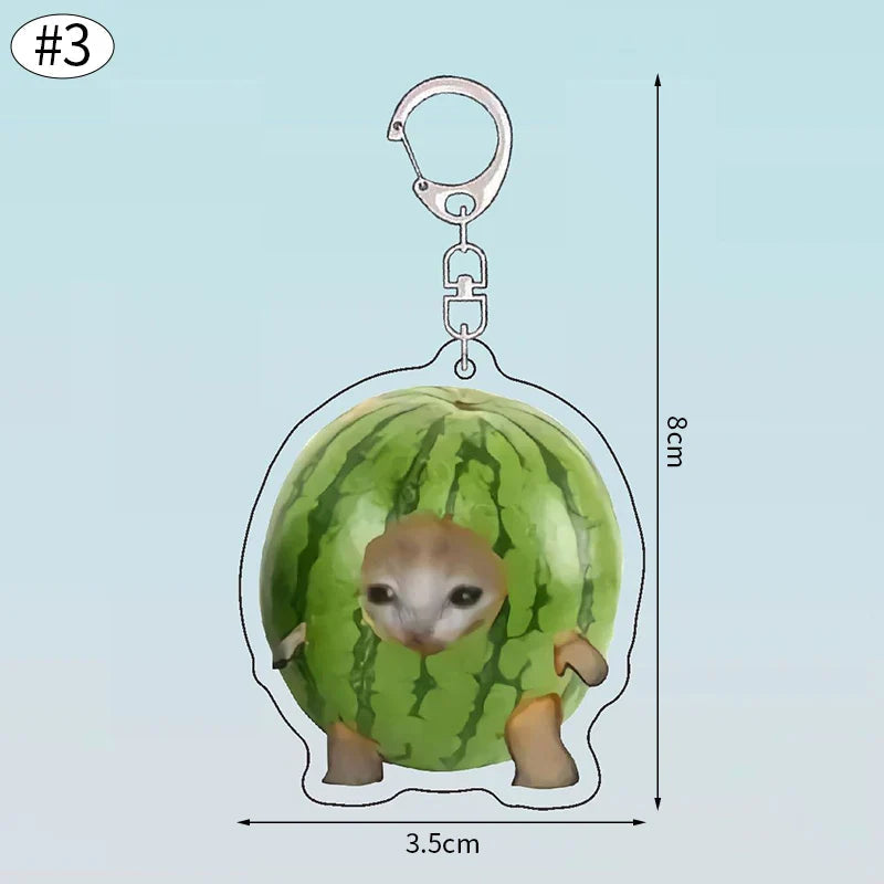 Funny Banana Cat Key Chain Creative Acrylic Happy Cats Schoolbag Pendant Bag Accessories DIY Mobile phone Lanyard Student Gift Lootquake LLC