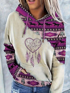 Women's Ethnic Style Retro Print Hoodie THRIXINE