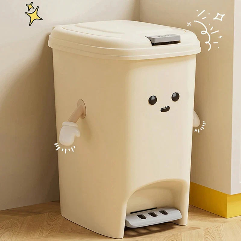 Large Capacity Trash Can Cute Creativity Non-slip Bottom Strong Bearing Capacity Garbage Bucket Square Dustbin Kitchen Lootquake LLC