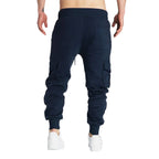 Mens Sweatpants Straight Fit Drawstring Multi-pocket Pants THRIXINE