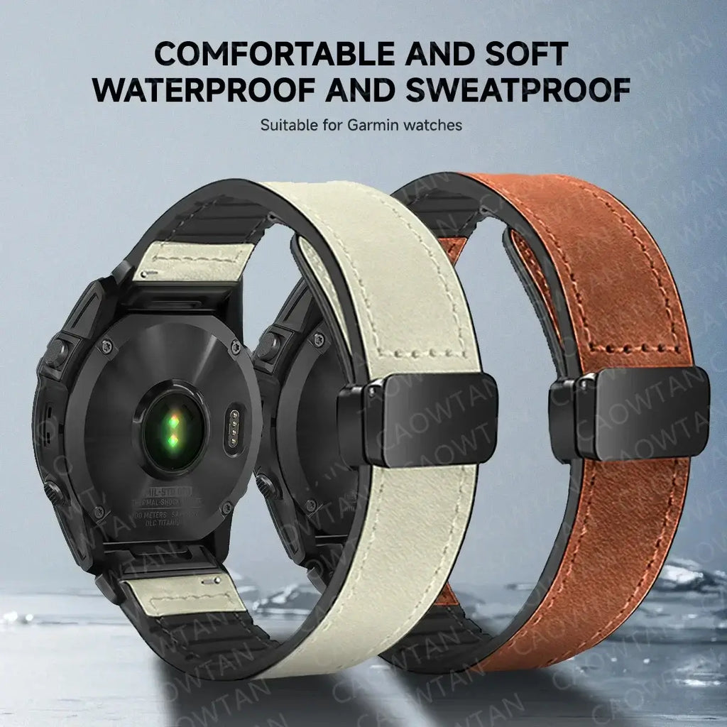 Garmin Soft Leather Band - Magnetic Buckle QuickFit Design - SJB-DIAMOND ELITES