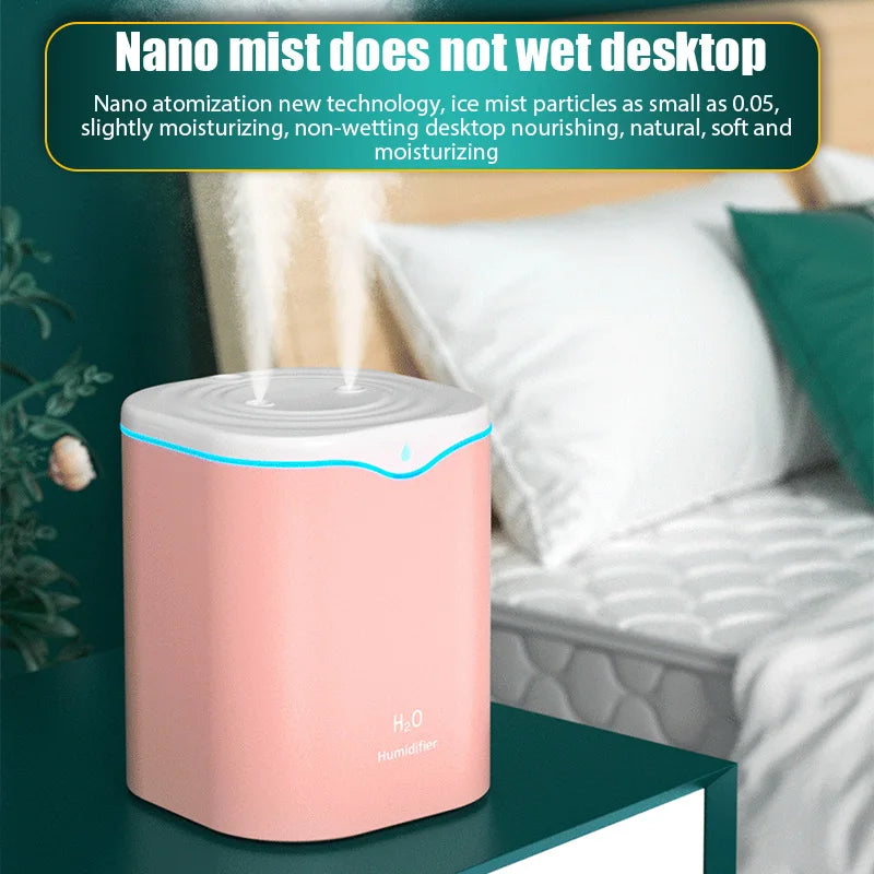 2000ML USB Air Humidifier Double Spray Port Essential Oil Aromatherapy Humificador Cool Mist Maker Fogger Purify for Home Office Lootquake LLC