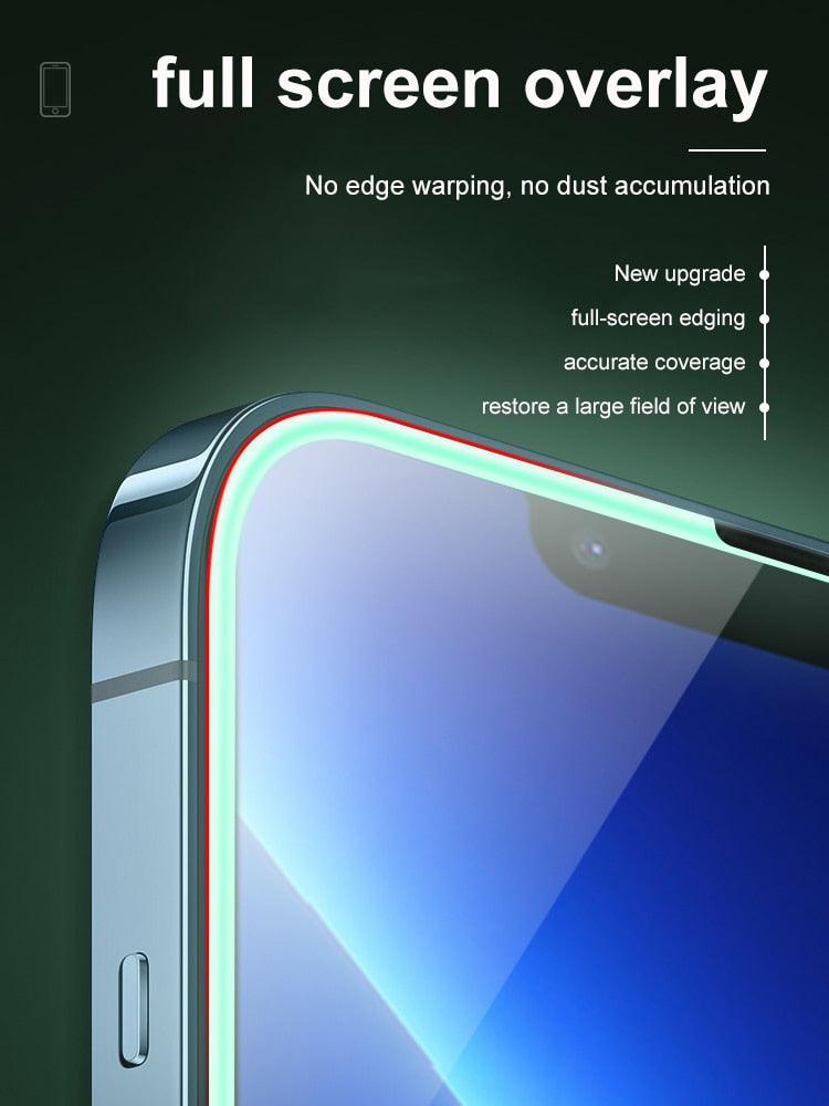 2Pcs Luminous Protective Glass For iPhone 14 13 12 11 Pro Max X XR XS Screen Protector For 7 8 6 Plus SE3 Glowing Tempered Glass  Luminous Glowing Tempered Glass Screen Protector for iPhone Stevvex
