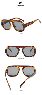 DOHOHDO 2025 Fashion Square Sunglasses Women New Retro Black Brown Thick Frame Pilot Sun Glasses Woman Chic Polygon Shades UV400