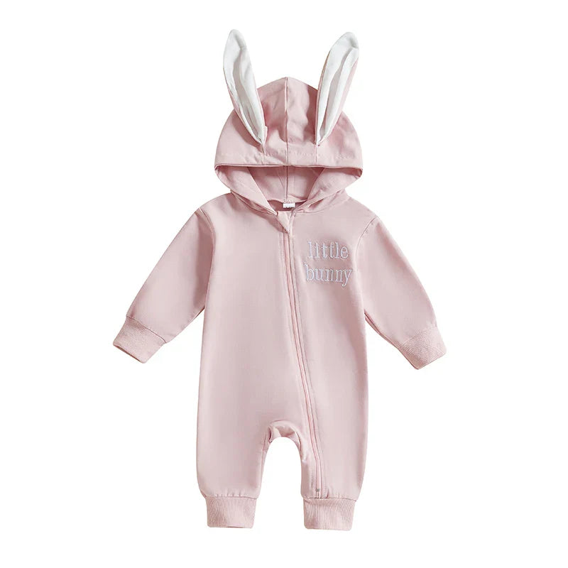 Adorable Infant Easter Romper with Hood Zipper Closure and Bunny Ears - Long Sleeve  for Spring Celebrations Lootquake LLC