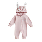 Adorable Infant Easter Romper with Hood Zipper Closure and Bunny Ears - Long Sleeve  for Spring Celebrations Lootquake LLC