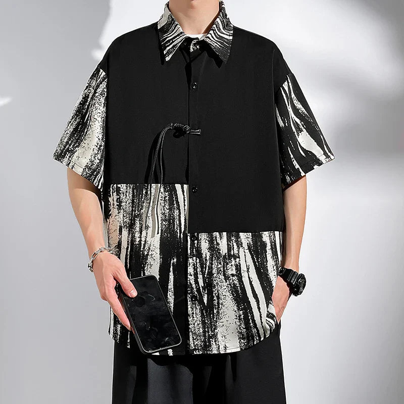 M-5XL Plus Size Mens Short Sleeve Shirt Chinese Traditional Tai Chi Kung Fu Mandarin Collar Frog-Button Clothes Summer Tops Man Lootquake LLC