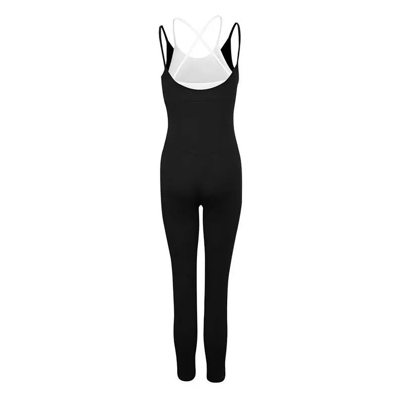 Sporty Jumpsuits Black Women Backless Fashion O-Neck - SJB-DIAMOND ELITES