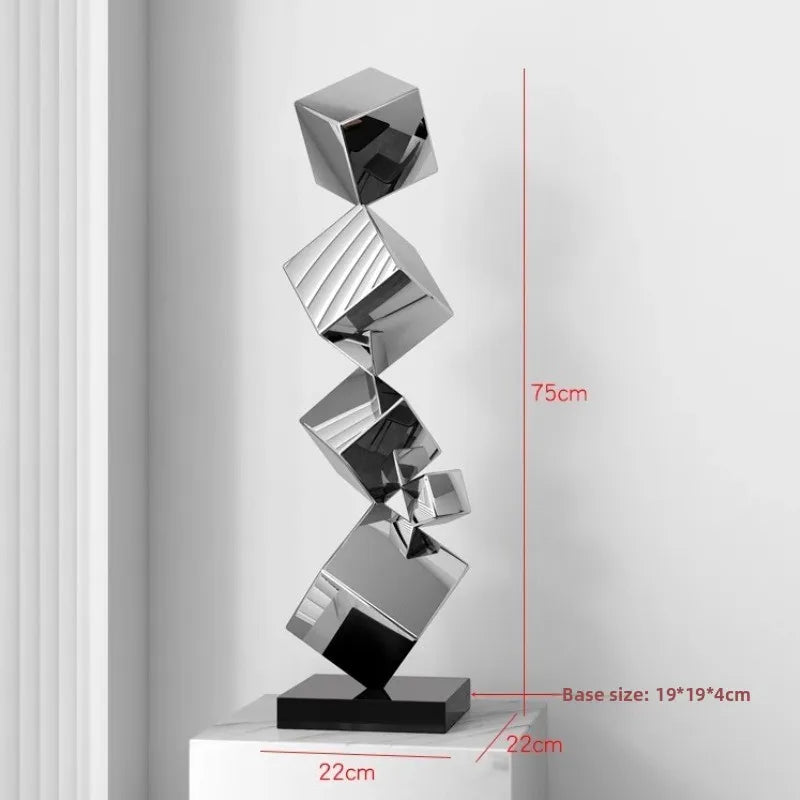Stainless Steel Geometric Modeling Statues Modern Simple Luxury Living Room Entrance Hall Lobby Creative Sculptures Home Decor Lootquake LLC