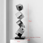 Stainless Steel Geometric Modeling Statues Modern Simple Luxury Living Room Entrance Hall Lobby Creative Sculptures Home Decor Lootquake LLC