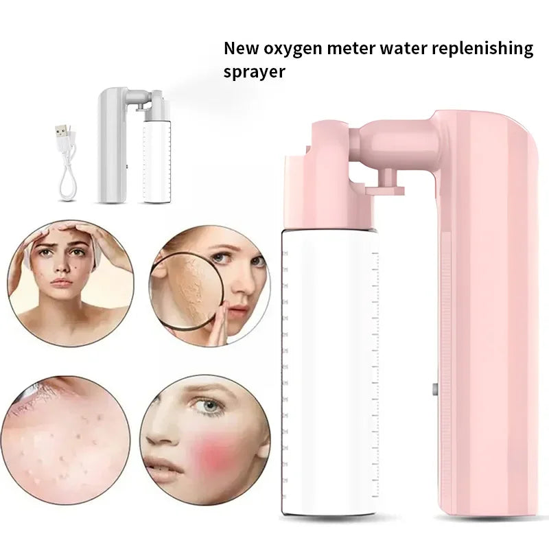 New 80ml Oxygen Injection Instrument Water Replenishing Spray Household Hand-held Face Cold Spray Humidifier Beauty Health Lootquake LLC