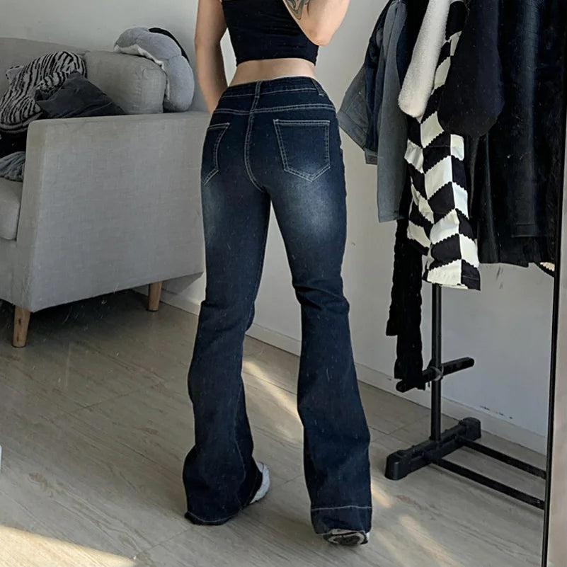 New Flare Jeans Women's Low Waist Trousers Vintage Aesthetic Denim Pants Streetwear Mom Casual Korean Fashion Y2k  Jeans Lootquake LLC