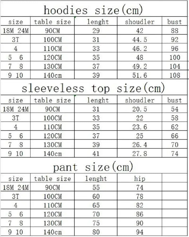 Autumn Baby Girl 3 Pieces Clothes Set Children Long Sleeve Letter Pullover + Sleeveless Top + Sport Pant Suit Girls Tracksuit