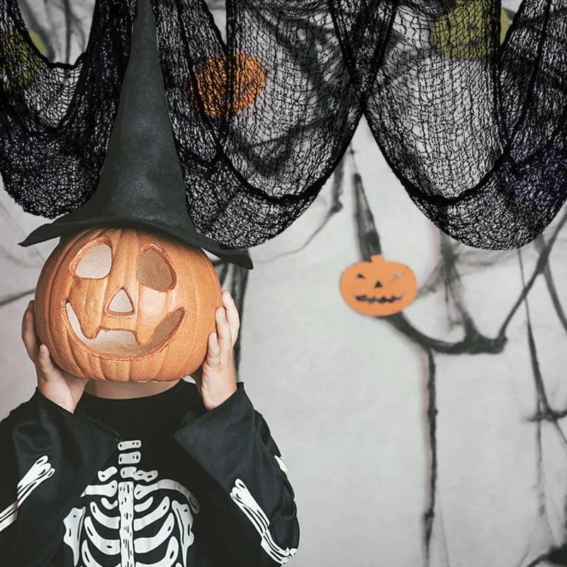 2M/4M Halloween Decorations Black Creepy Gauze Cloth Window Table Door Net Spooky Fancy Dress Party Haunted House Wall DIY Decor