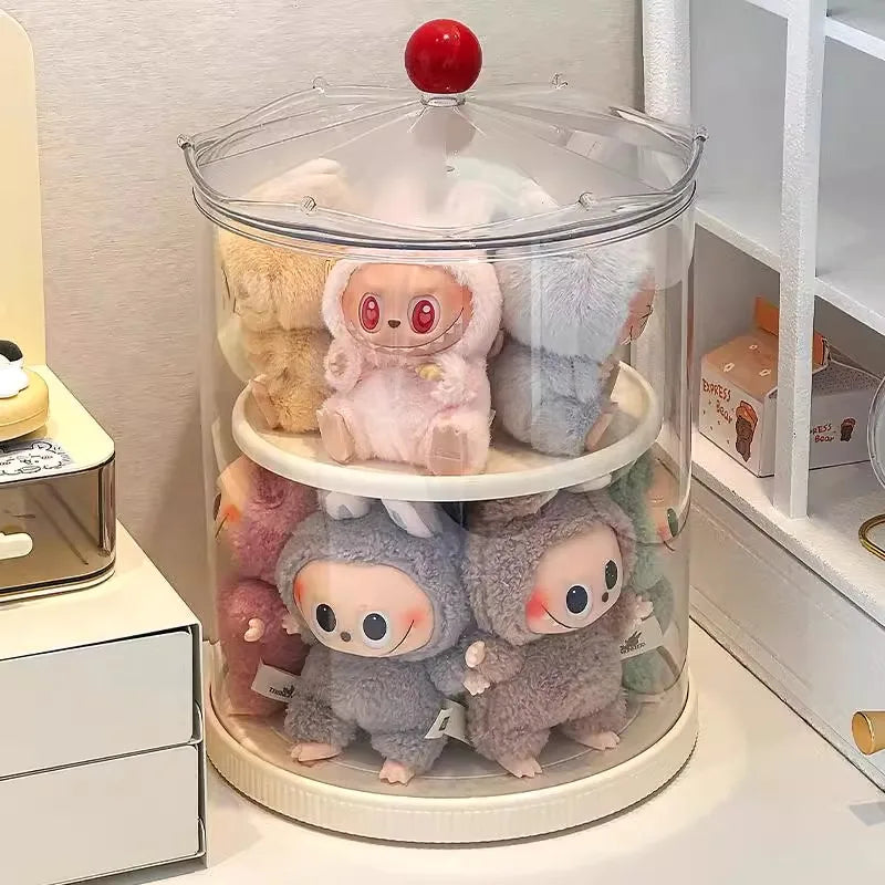 Labubu Rotating Display Box, Transparent Acrylic, Plush Doll Hand-Made Dust-Proof Labubu Pendant Storage Box. Lootquake LLC