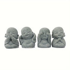 Buddha Stone Statue Little Buddhist Monks Tibetan Buddhism Figurines Zen Garden Ornament Meditation Home Aquarium Decoration Lootquake LLC