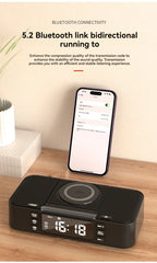Portable Bluetooth Speaker with Wireless Charging Atmosphere Light Clock Alarm Function Double Speaker USB Charging Lootquake LLC