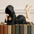 Women Statue Masked Women Desktop Ornament Mysterious Lady Statue for Desk Room Fireplace Shelf Mantel Table Entryway Lootquake LLC
