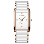 Women's Ceramic Square Bracelet Watch Rose Gold Quartz