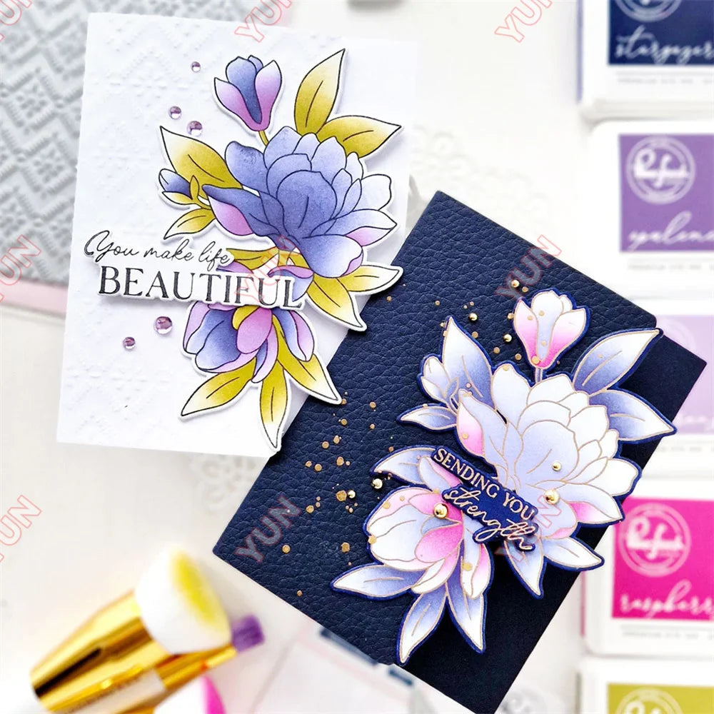 February 2025 New pink Floral Field Metal Cutting Dies Stamp Stencil Hot Foil Set DIY fresh Scrapbook Card Handmade Embossing Lootquake LLC