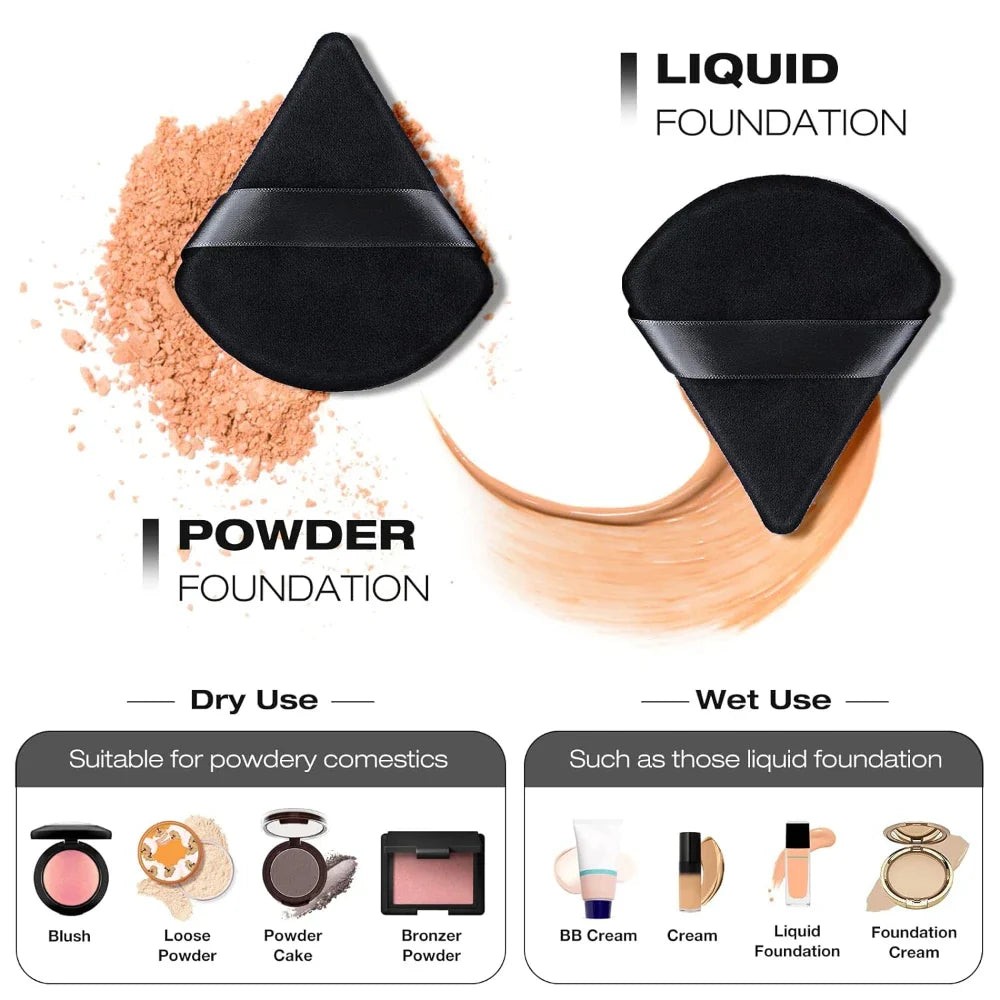 2/3/5/6/12Powder Puff Face Makeup Soft velvet Triangle Powder Puff For Loose Powder Setting Powder Makeup Foundation Beauty Gift Lootquake LLC
