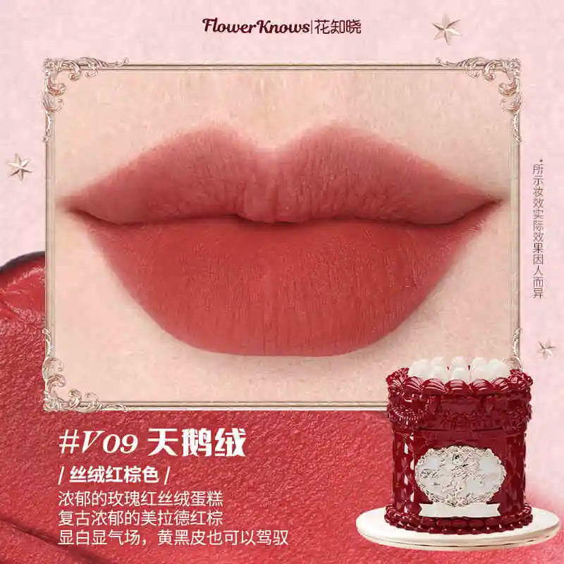 Flower Knows Strawberry Rococo Series Cloud Lip Cream Lip Gloss Long Lasting Velvet Lip Tint Lipstick for Women Cosmetic Lootquake LLC